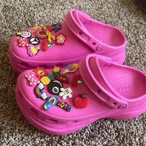 Brand new crocs pink clog style with jibbittz included